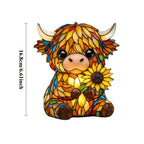 Sunflower Highland Cow Table Lamp – Warm-Toned Whimsical Light-Up Cow Statue Bedside Lamp & Tabletop Decoration, Perfect Gift for Animal Lovers & Home Decor