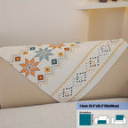 Embroidered Chenille Sofa Slipcover Bohemian Geometric Floral Pattern | Non-Slip Machine Washable Couch Cover for 1-2-3-4 Seater with Armrest & Pillow Cover Options, 6 Colors