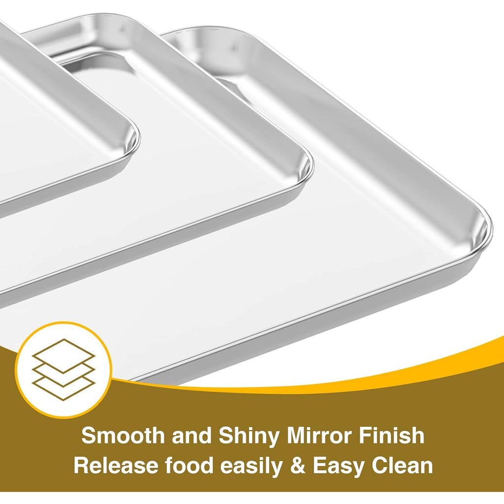 Stainless Steel Baking Sheet with Rack Set – Oven & Dishwasher Safe Cookie Pan with Cooling Rack for Healthy Baking, Roasting & Christmas Cookies