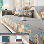 Bohemian Embroidered Sofa Cushion Cover Geometric Tree Leaf Design Pet Friendly Elegant Blue Gold for Living Room Bedroom Office All Sofa Sizes