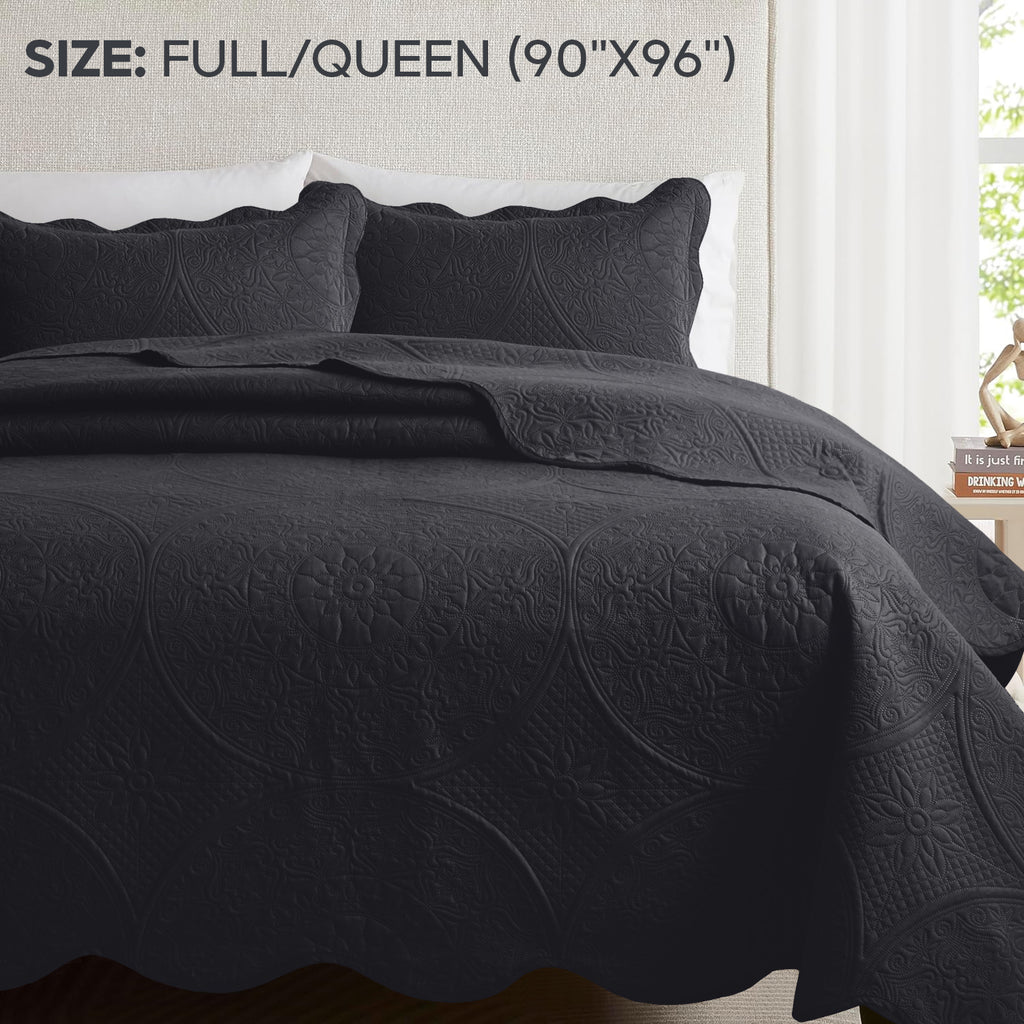 Luxury Quilted Bedspread Set 3 Piece Floral Coverlet with Pillow Shams Breathable Lightweight All Season - Twin Queen King California King 16 Colors