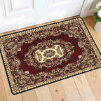 Luxury Holiday Floor Mat Non-Slip Machine Washable - Elegant Burgundy Gold Green Heavy-Duty Area Rug for Living Room Bedroom Hallway, Christmas Thanksgiving Festive Home Decor
