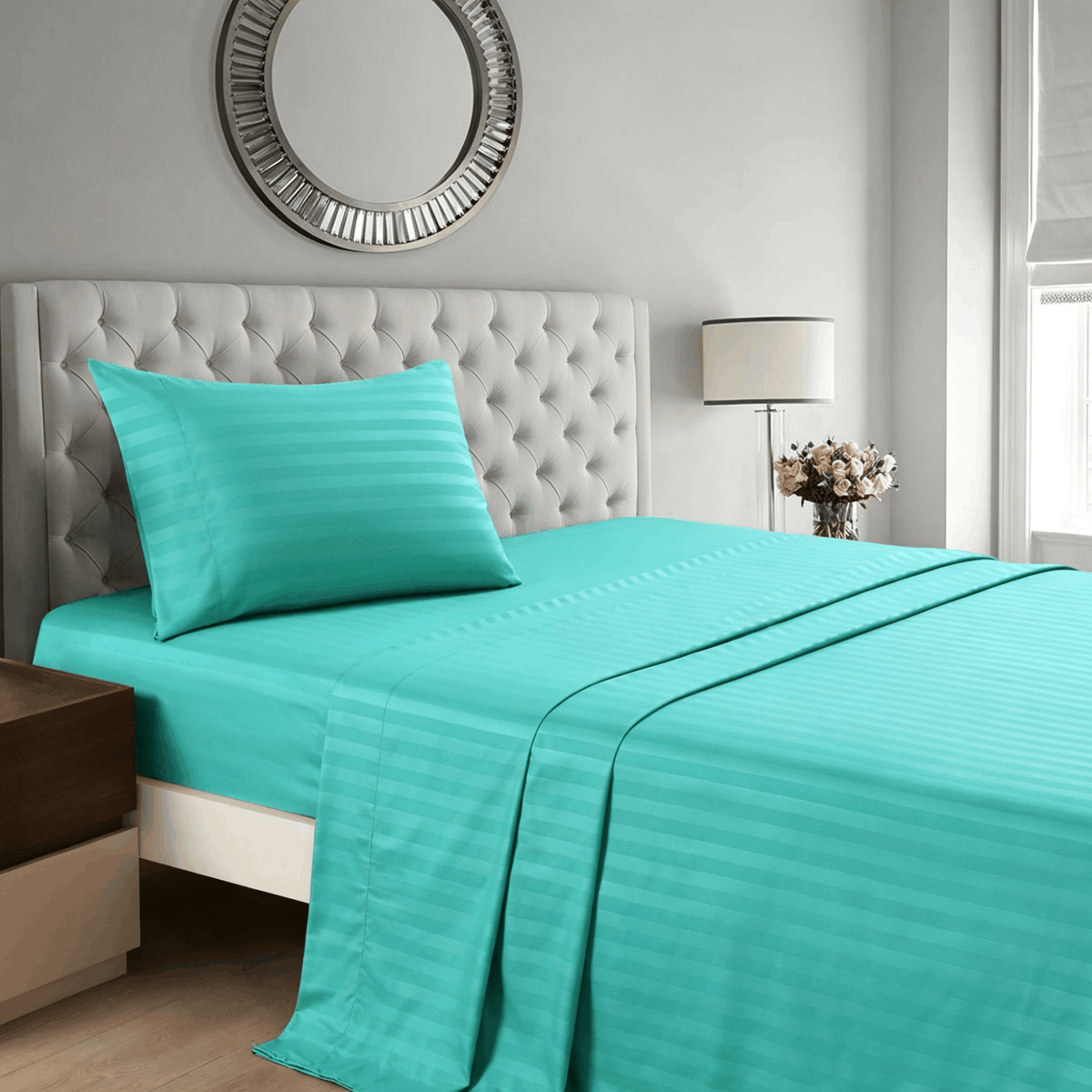 Striped Bed Sheet Set Extra Soft Breathable, Fade-Resistant Deep Pocket Fitted Sheets for Bedroom Guest Room Hotel – All Season 3/4 Piece (Flat Sheet, Fitted Sheet, Pillowcase)