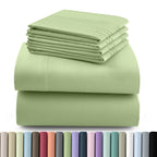 Hannah Bedding Sheet Set 6pcs Brushed Polyester 16" Deep Pocket – Embroidered Pillowcases Hotel Luxury Soft Bed Sheets for Twin Full Queen King Cal King, 24 Colors