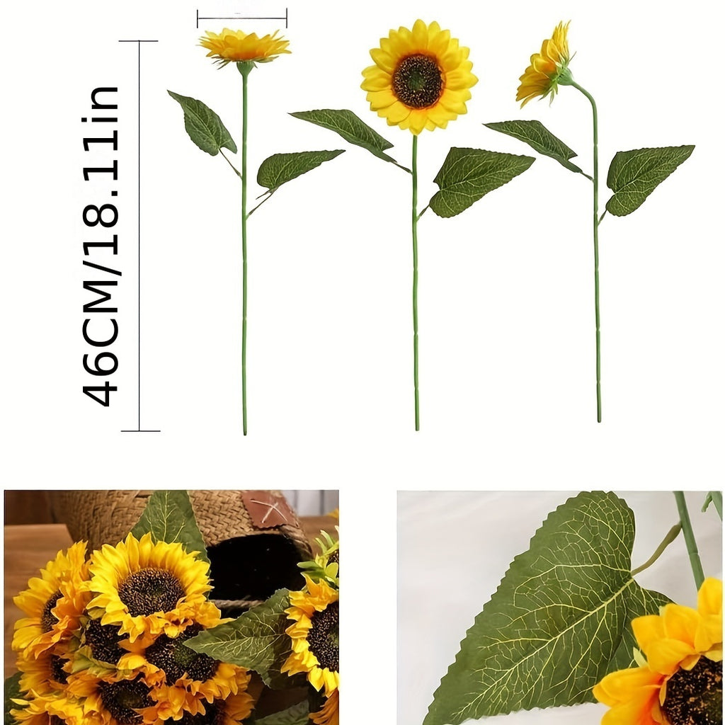 Sunflowers Artificial Flowers 20pcs 10pcs Bulk Fake Sunflower Stems for Home Decor, Wedding Centerpiece, Outdoor Table Decor, Church School Photography Props, Party & Mother's Day Gift