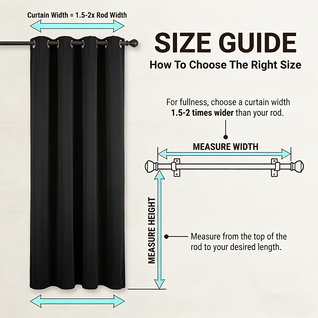 4-Panel Blackout Curtains Set Heat Insulating Noise Reducing Privacy Drapes for Bedroom Living Room Balcony – 6 Sizes 4 Colors