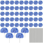 Bulk Artificial Hydrangea Flower Heads 72pcs with Stems - Faux Hydrangea Flowers for Home, Wedding & Party Decorations, Floral Arrangements & Centerpieces