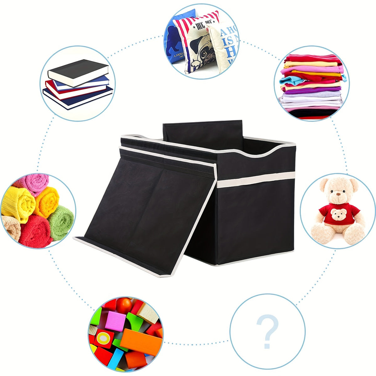 Extra Large Collapsible Storage Box 31.7 Gal with Lid – Foldable Kids Toy Chest Organizer Bin for Boys & Girls, Bedroom, Living Room & Nursery, Sturdy Basket in Black, Beige & Dark Grey