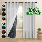 Grommet Blackout Curtains 2 Panels 100% Polyester for Bedroom, Living Room & Dining – Stainless Steel Rings, Black Backing, 8 Colors & 9 Sizes