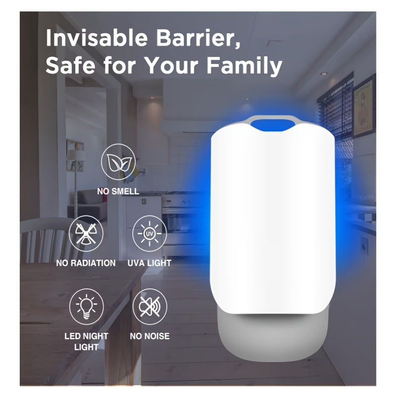 UV Sticky Trap Mosquito Killer Lamp Plug-In Indoor Bug Zapper with 10 Replacement Sticky Films Blue-Purple Light Non-Toxic Odorless Fly Insect Trap for Home Bedroom Kitchen Office