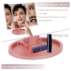 LED Vanity Makeup Mirror Tri-Fold Touch Screen, 1X 2X 3X 10X Magnification, Adjustable Base, USB Powered Lighted Mirror for Desk & Travel – White, Black & Rose Gold