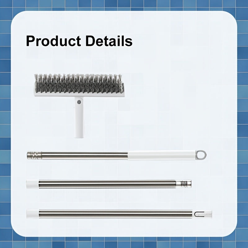 180 Rotating Multi-Purpose Cleaning Brush Long Handle Double-Sided Stiff Bristles Floor Scrubber for Bathroom Kitchen Patio Tile Shower Outdoor