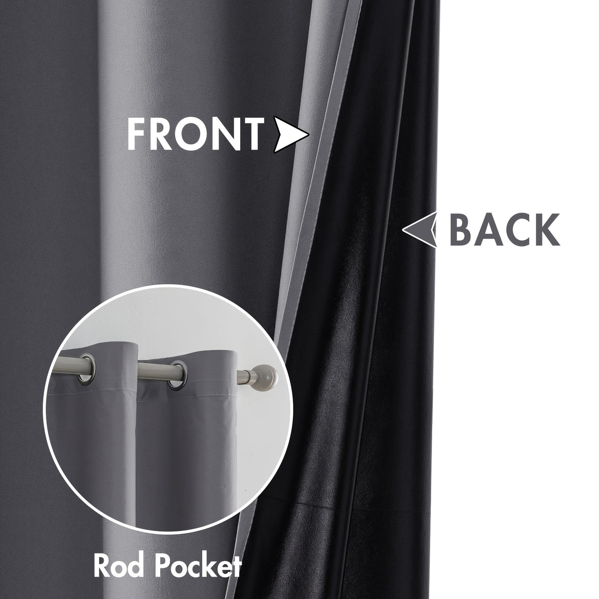 Blackout Curtains 4-Panel Grommet Top 100% Room Darkening Thermal Insulated Drapes | Noise Reducing Light Blocking Window Curtains for Bedroom Living Room, Black Gray Wine Red Dark Green