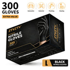 300 Pcs Black Nitrile Disposable Gloves Thickened High-Density S M L XL for Kitchen Cleaning Tattoo Beauty Salon