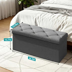 Storage Ottoman Bench with Pull-Out Drawer – 880 lbs Capacity Folding Footrest, Synthetic Leather, 30 & 43 Inch, for Living Room Bedroom Office, Grey & Brown