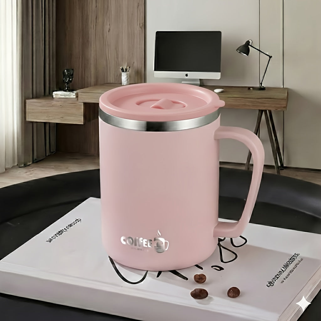 Stainless Steel Travel Tumbler 15oz – Vacuum Insulated, Drop-Proof Coffee Mug with Lid for Car & Home, 6 Colors, Gift for Coffee Lovers