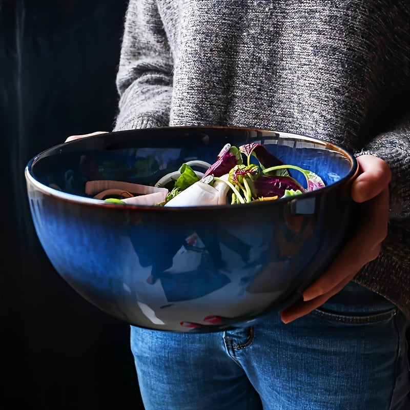 Extra Large Ceramic Bowl Set 2 Pack 81oz Dark Blue – Stylish Durable Bowls for Salad, Noodles & Ramen – Perfect for Home Kitchen, Restaurant & Hotel