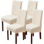 Stretch Jacquard Dining Chair Covers 4/6 Pack – Polar Fleece Slipcovers with Elastic Band, Removable Washable Chair Protector for Dining Room Kitchen Hotel Restaurant Home Decor