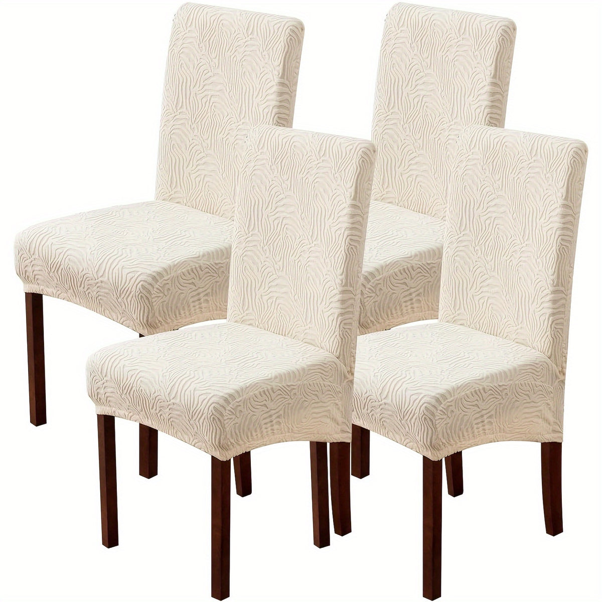 Stretch Jacquard Dining Chair Covers 4/6 Pack – Polar Fleece Slipcovers with Elastic Band, Removable Washable Chair Protector for Dining Room Kitchen Hotel Restaurant Home Decor
