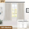 Blackout Curtains for Living Room & Bedroom - 100% Blackout Textured Panels, Thermal Insulated, Rod Pocket & Clip Rings, Multiple Sizes & Colors