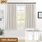 Blackout Curtains for Living Room & Bedroom - 100% Blackout Textured Panels, Thermal Insulated, Rod Pocket & Clip Rings, Multiple Sizes & Colors
