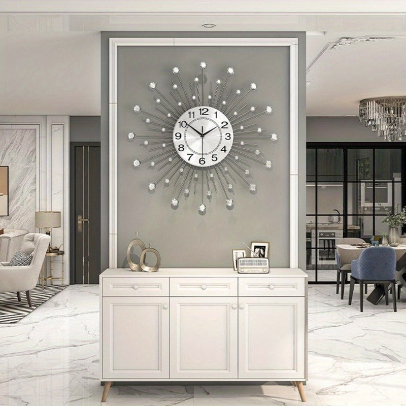 24-Inch Silent Wall Clock Minimalist Modern Wrought Iron – Large Non-Ticking Decorative Clock for Living Room, Kitchen, Bedroom & Bathroom