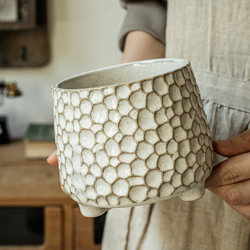Pine Cone Ceramic Kitchen Tool Holder – Three-Legged Utensil Crock & Decorative Storage Jar for Countertop, Desk & Home Organizer | Personalized Ornament Jar