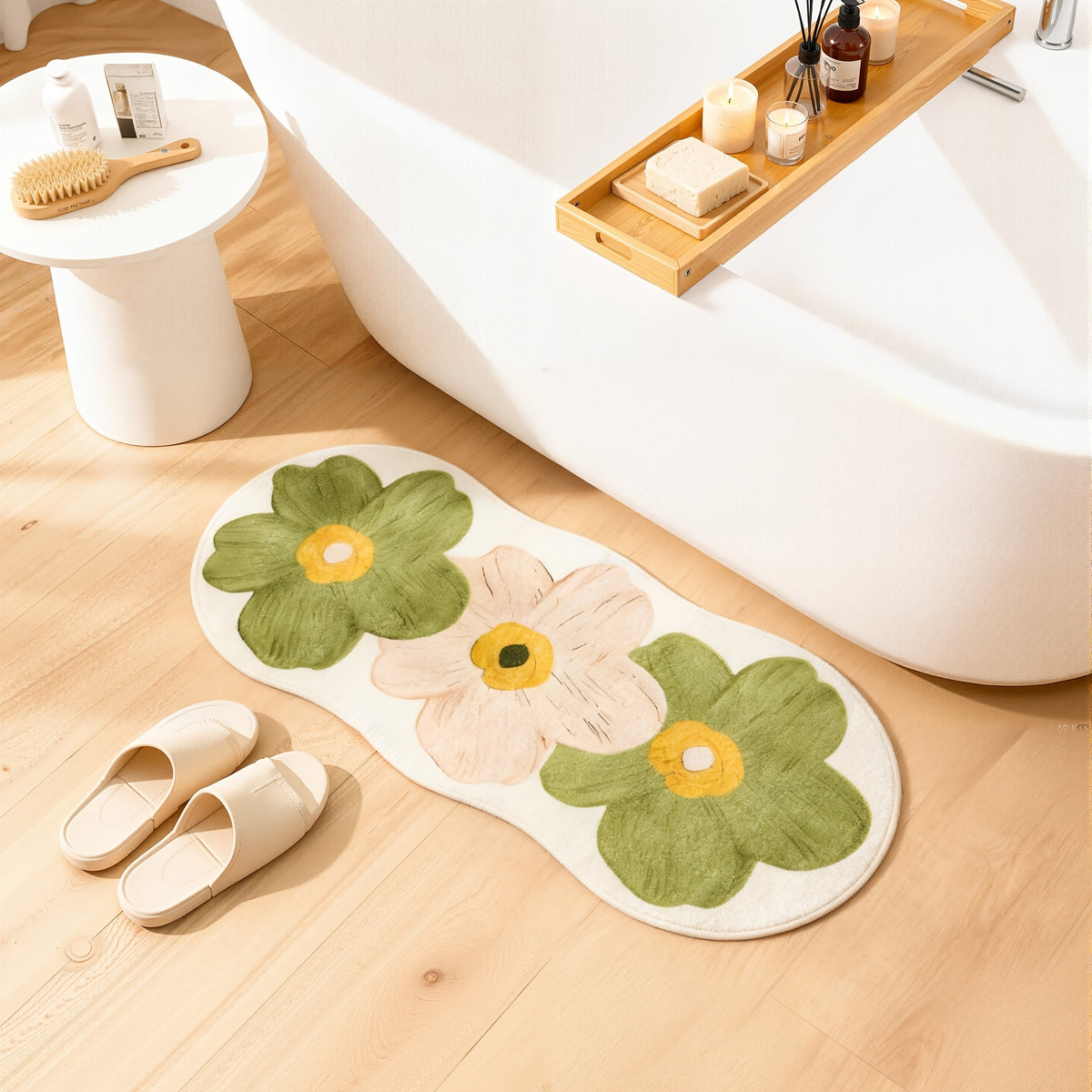 Floral Velvet Non-Slip Rug Runner Soft Fluffy Swan Velvet Floor Mat for Bedroom Living Room Hallway – 3 Colors 3 Sizes Aesthetic Decor