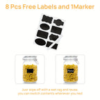 50oz Airtight Glass Jars with Lids Set of 3 - Square Borosilicate Food Storage Canisters for Pantry Organization, for Sugar Flour Cereal Coffee | Nuvia Haven