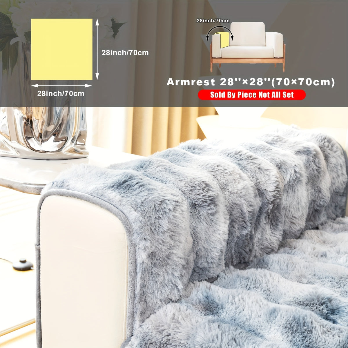 Faux Lamb Fluffy Sofa Cover Modern Gradient – Thick Plush Pet-Friendly Polyester Sofa Protector, Machine Washable 450-500g Fabric for Single, Double, Triple & Combination Sofas