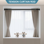 Tension Curtain Rod Adjustable 51-148 Inch No Drill Heavy Duty – Extra Long Spring Pressure Rod for Bathroom Shower Window Patio, White
