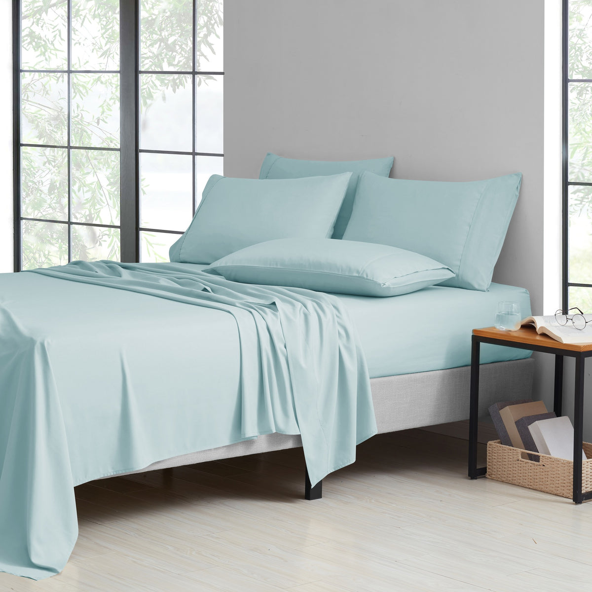 Bamboo Blend Cooling Sheet Set 6-Piece 2000 Thread Count Satin | Deep Pocket 16" Hypoallergenic Breathable Bed Sheets, Twin Full Queen King Cal King, 20 Colors