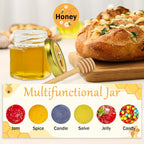 Mini Hexagon Honey Jar Favor Set – 1.5oz Glass Jars with Golden Lid, Bee Charm, Honey Dipper & Gift Tags | 20-60 Pcs | Wedding, Baby Shower & Party Favors
