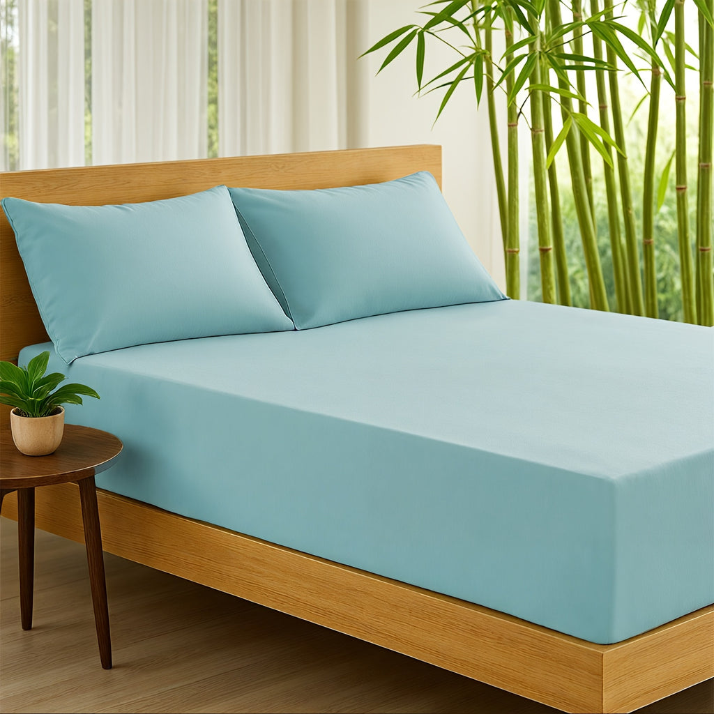 Bamboo Cooling Bed Sheet Set with Deep Pocket Fitted Sheet & Pillowcases – Breathable Soft Bedding for Hot Sleepers, Queen King Full Cal King Twin