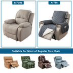 Quilted Recliner Sofa Cover Anti-Slip Wear-Resistant 4-Layer Fabric Dual Side Pockets Machine Washable Pet Home Bedroom Living Room 10 Colors 2 Sizes
