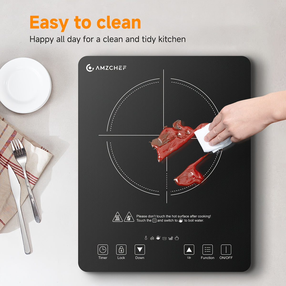 1800W Induction Cooktop Single Burner Countertop Cooker with Intelligent Touch Control, Multi-Level Power, Timer & Overheating Protection — Portable Induction Stove for Home, Dorm & Gifting, Black