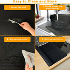 Silicone Stove Top Cover & Dish Drying Mat - 28x20 Inch, Heat Resistant to 450°F, Fits Electric & Glass Stovetops, Black