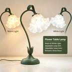 Tulip Flower Shape Table Lamp – Aesthetic Vintage Floral Bedside & Desk Lamp for Bedroom, Dresser & Living Room Home Decor (Bulb Not Included)