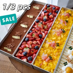 Rectangular Cake Pan Detachable Side Cover Non-Stick Aluminum Alloy – Tiramisu Mold for Cheesecake, Chiffon & Mousse Cake, Reusable Oven-Safe Easy Release Baking Tray Set (1pc or 3pcs)