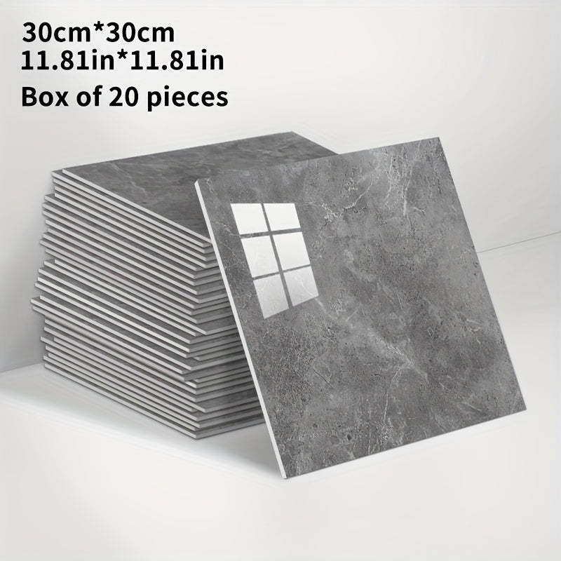 3D Marble Peel and Stick Wall Tiles 20/50pcs, Self-Adhesive Foam Wall Panels & Wall Stickers for Bathroom, Kitchen, Living Room & Bedroom Renovation, Easy to Cut & Clean, Grey Marble, Not Real Tile