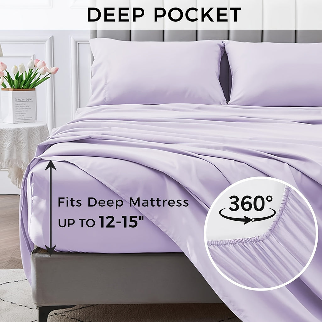 Luxury Microfiber Bed Sheet Set 4-Piece | Deep Pocket, Fade Resistant