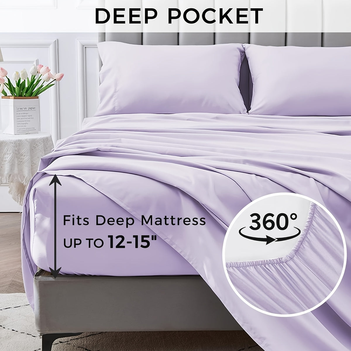 Luxury Microfiber Bed Sheet Set 4-Piece | Deep Pocket, Fade Resistant