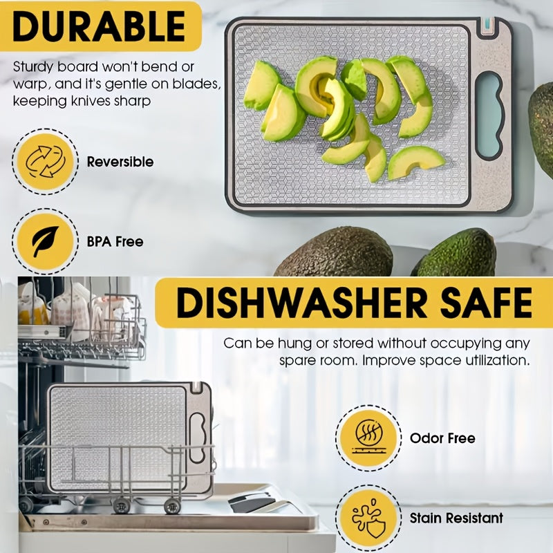 Stainless Steel Double-Sided Chopping Board with Mesh Design – Scratch-Resistant, Non-Slip, Dishwasher Safe Kitchen Cutting Board for Everyday Use & Holiday Meals, Diamond or Smooth Surface