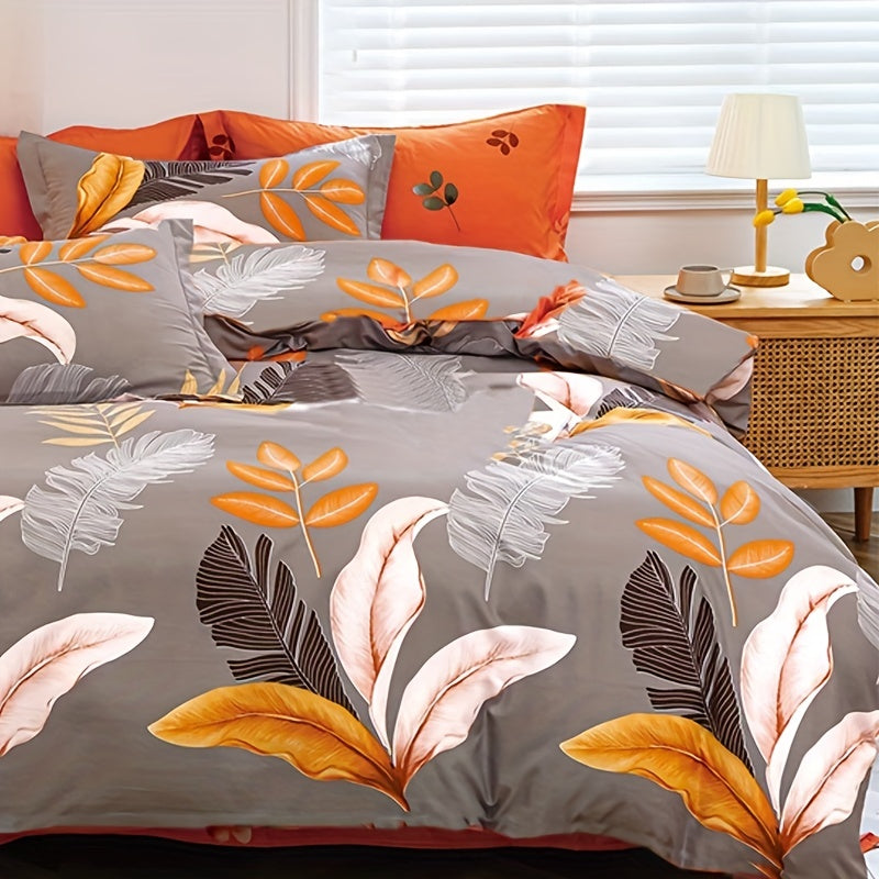 Floral Print Duvet Cover Set 3 Piece – Microfiber Flower & Plant Print Soft Breathable Bedding, 1 Duvet Cover + 2 Pillowcases, No Insert, Twin Full Queen King, Bedroom & Guest Room Decor