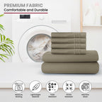 Brushed Microfiber Bed Sheet Set 6 Piece with Embroidered Pillowcases - Hotel Luxury Deep Pocket 16 Inch, Soft Breathable All Season, 24 Colors, Twin Twin XL Full Queen King Cal King