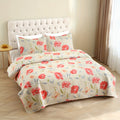 Patchwork Quilt Set 3-Piece Boho Reversible Coverlet Queen King Size Soft Lightweight Bedspread with 2 Pillow Shams All-Season Floral Stripes Bedroom Decor