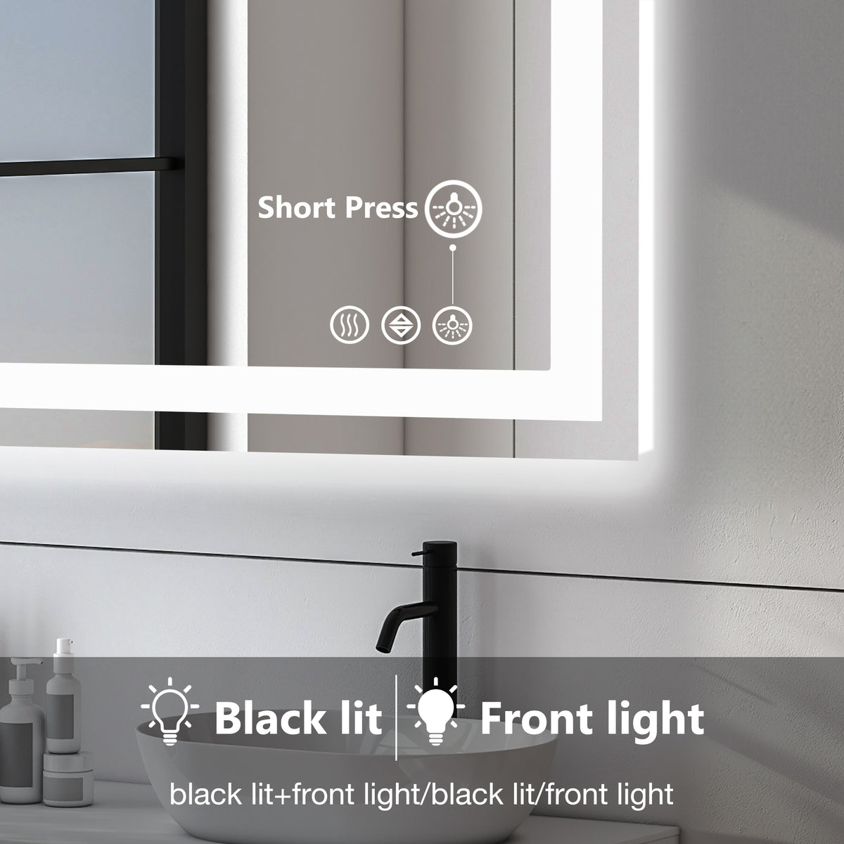 Anti-Fog LED Bathroom Mirror with Dual Light Source & 3-Color Modes | Wall Mount Vanity Mirror | 120V US Plug | 4 Sizes