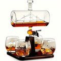 Glass Liquor Decanter Set with 4 Spherical Cups 1000ml Bar Whiskey Wine Pourer Dispenser Gift for Men