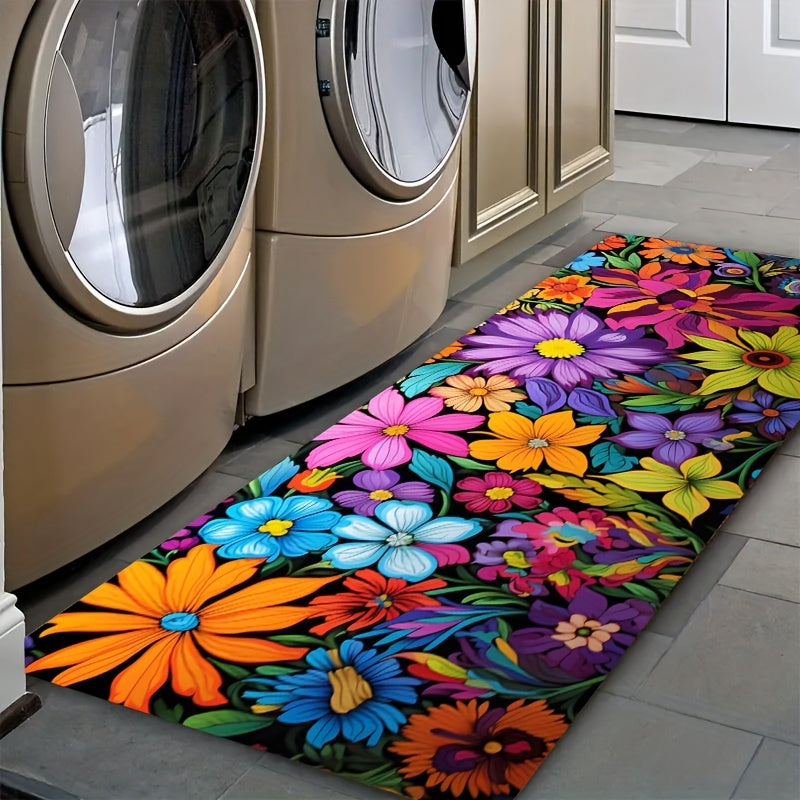 Vibrant Floral Kitchen Mat – Soft, Non-Slip & Machine Washable | 3 Sizes