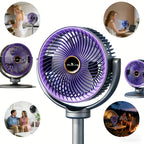 5-in-1 RV Ventilation USB Fan 4000mAh 5 Speed Settings Dual Head Type-C & USB Charging Port for Indoor Outdoor Bedroom Office Camping RV Personal Cooling